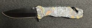 Spring Assisted Rescue Knife - Skull Art